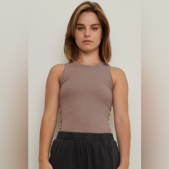 THE BLANK LAB Round Neck Ribbed Cropped Tank - Picture 1 of 3